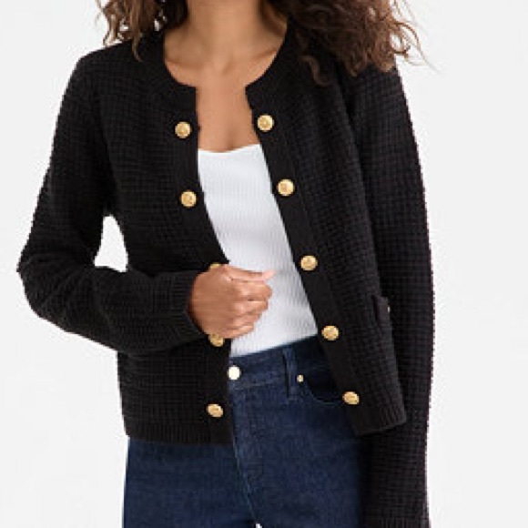 MAKE AN OFFER - J.JILL Wearever Collection Gold Button Textured Lady Cardigan - Picture 2 of 5